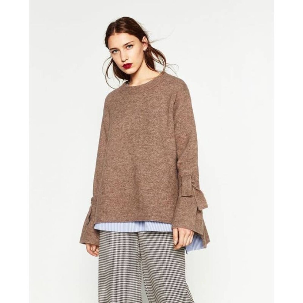Zara Oversized Tie Sleeve Sweater Tunic - S